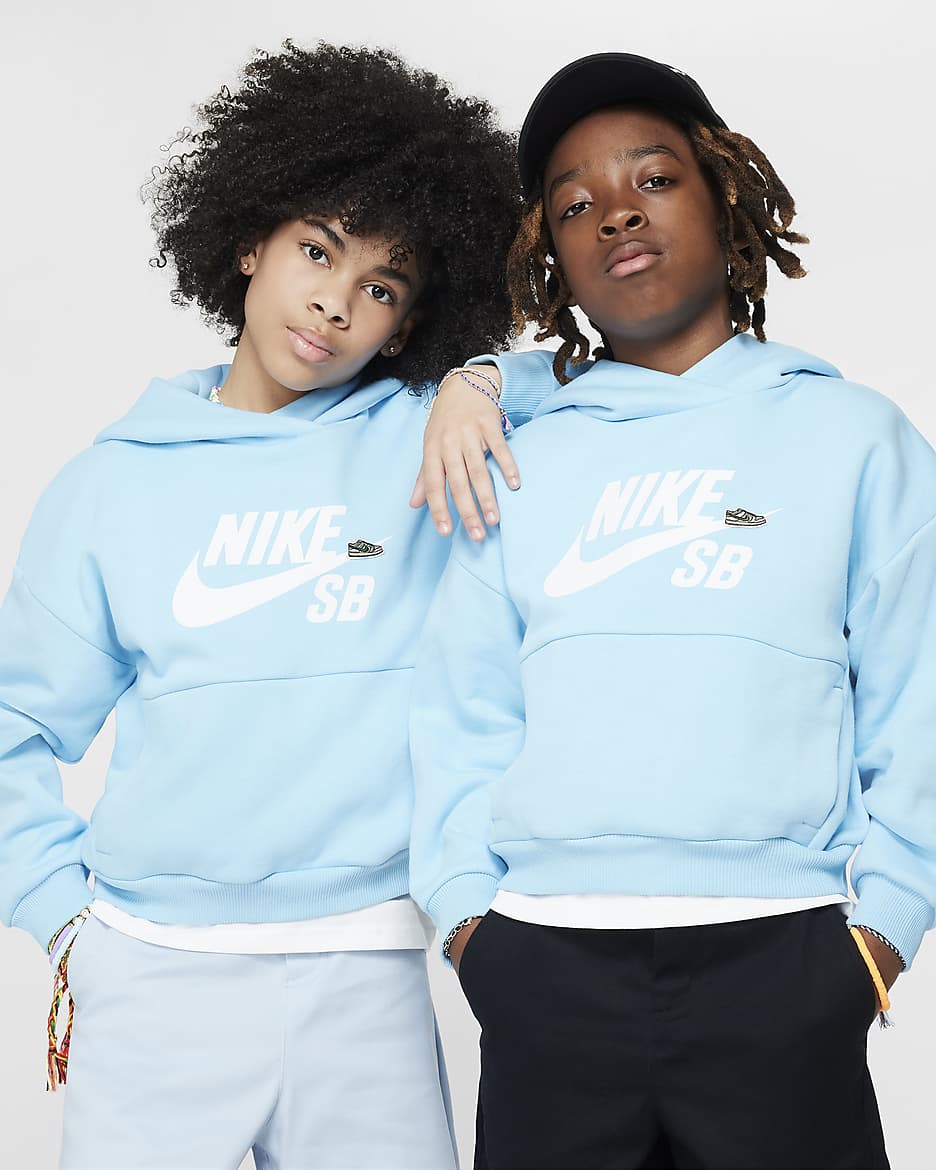 Nike SB Icon Fleece EasyOn Big Kids Oversized Pullover Hoodie